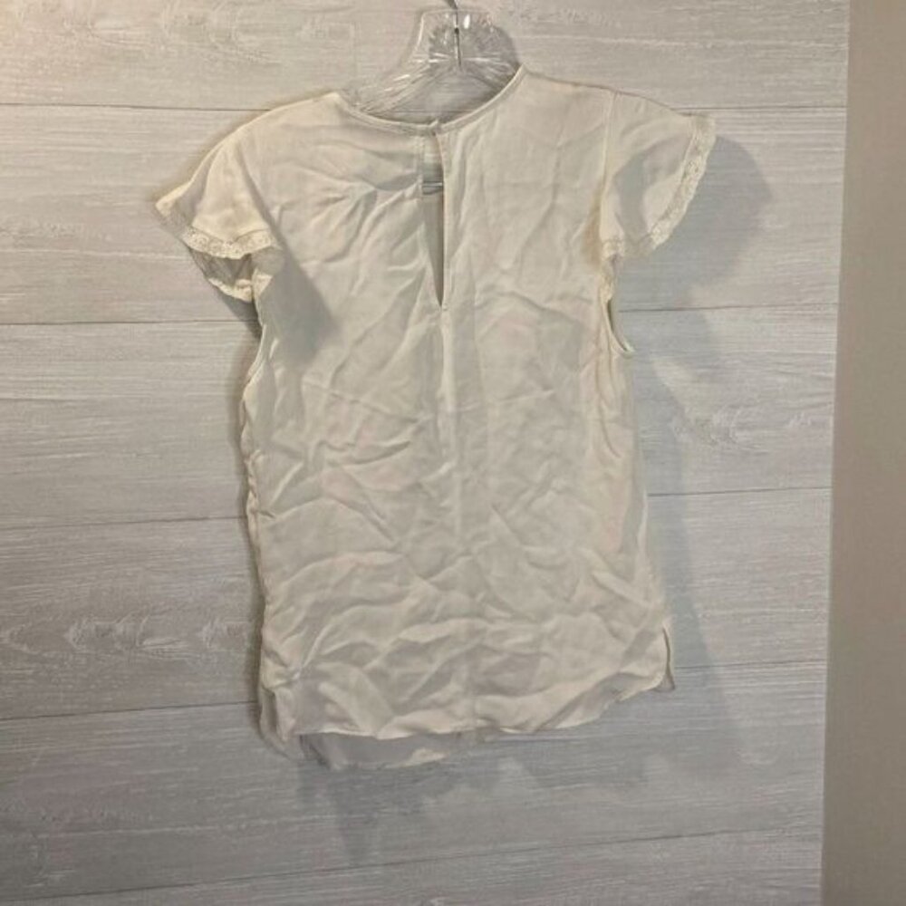 ZARA Womens Frilled Ruffle Sleeve White Basic Top - Picture 4 of 5